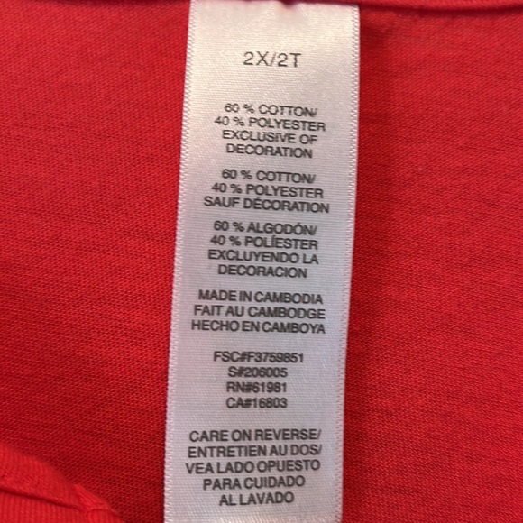 Orange v neck top with cream embroidered - Picture 3 of 4